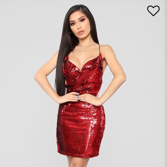 red sparkly mini dress